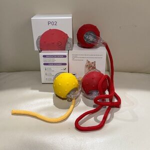 Lot of 3 NEW interactive Cat Toy Balls with Rope